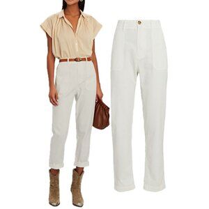 XIRENA Cotton-Twill Tucker High-Rise Straight-Leg Chino Pants (White Wash)
